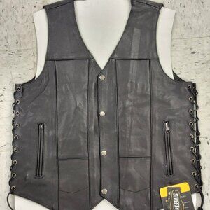 Street and Steel 2nd Amendment, Conceal carry, Leather Motorcycle vest, Men's.